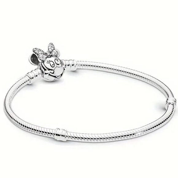 Disney Minnie Mouse 925 Sterling Silver Plated Charm Bracelet - Picture 5 of 8